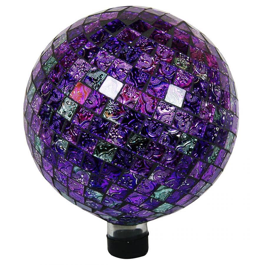 Alpine Globo Da Giardino In Vetro Viola – Sfera Riflettente 25 Cm Con Supporto, Decorazione Esterni