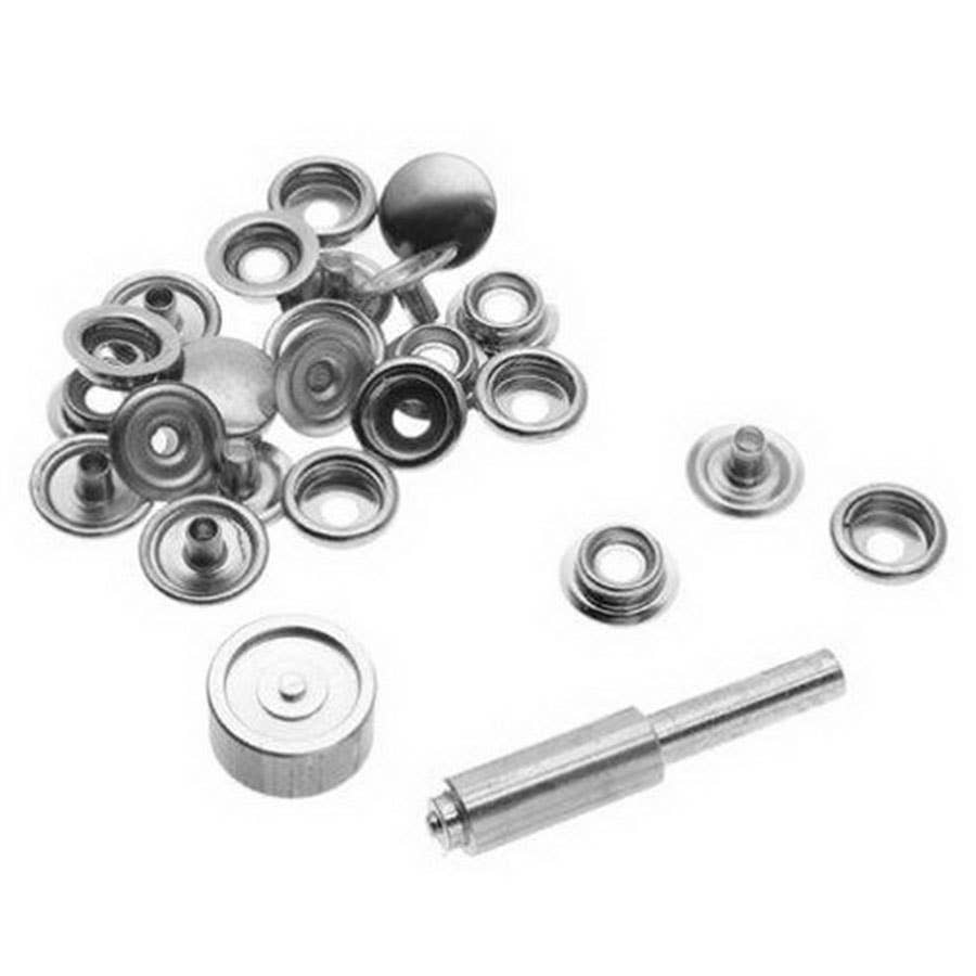 Lord & Hodge 1100 Brass Nickel Plated Canvas Snap Fastener Kit 6 Count