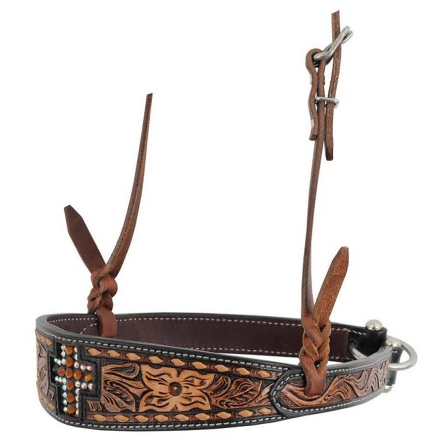Bar H Equine Topaz Crystal Cross TieDown Noseband