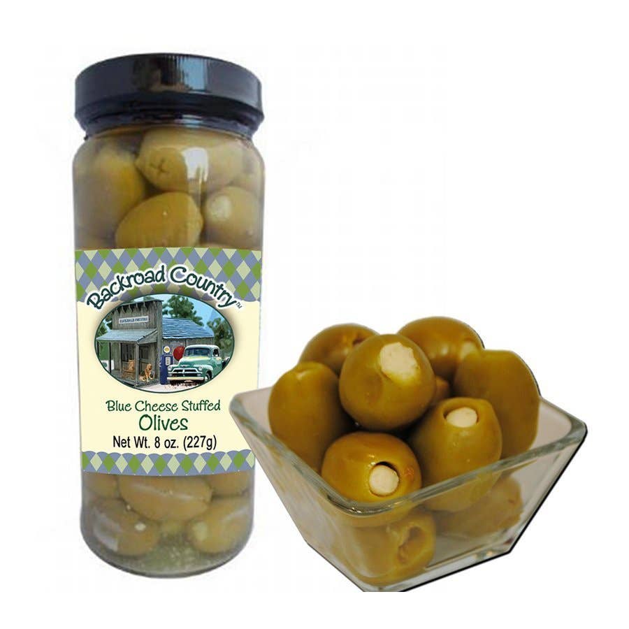 Troyer Backroad Country Blue Cheese Stuffed Olives 8 Oz.