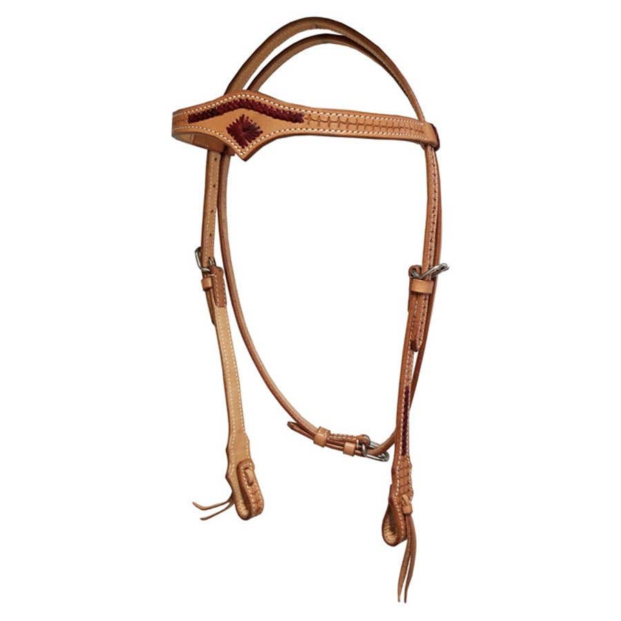 Buffalo Leather of the Rockies Headstall with Laced Tan Rawhide Brow