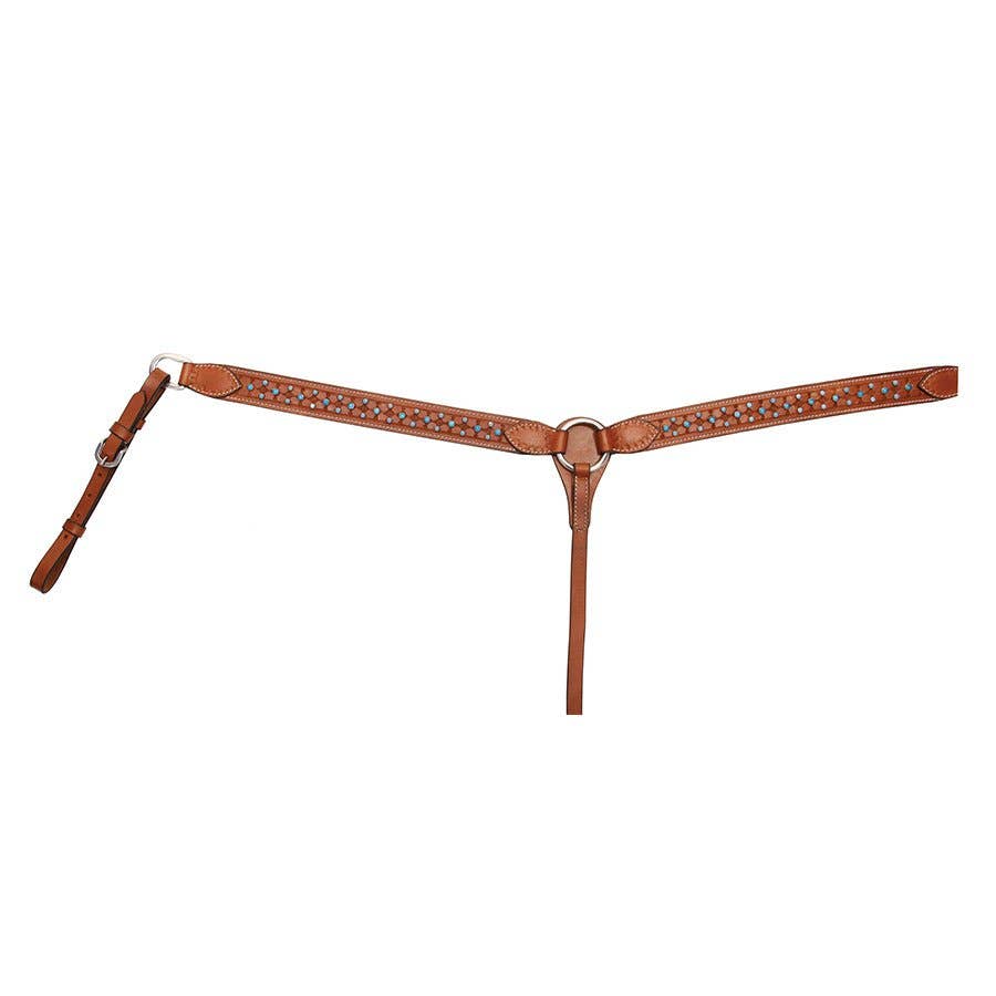 Buffalo Leather of the Rockies Breast Collar with Turquoise Flowers