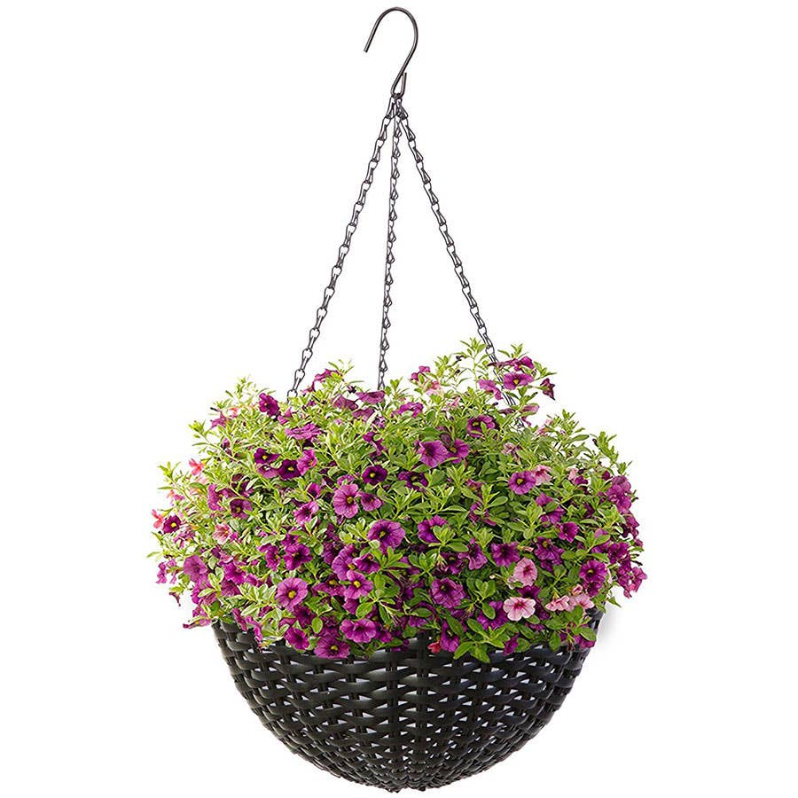 resin wicker hanging basket 14 in