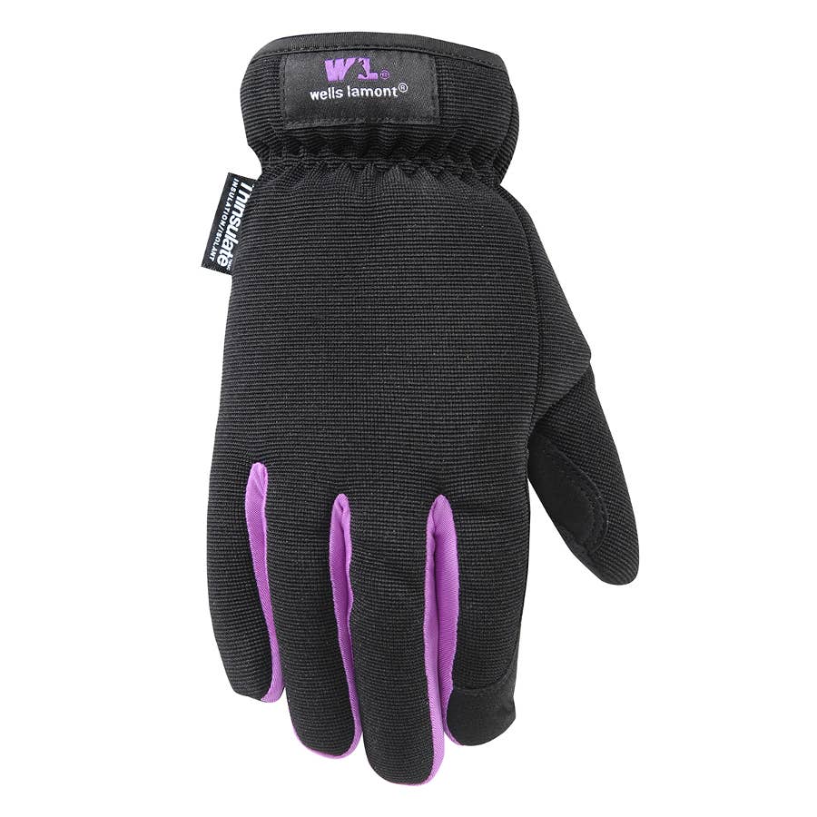 Wells Lamont Women's Insulated Synthetic Leather Gloves Black/Pink