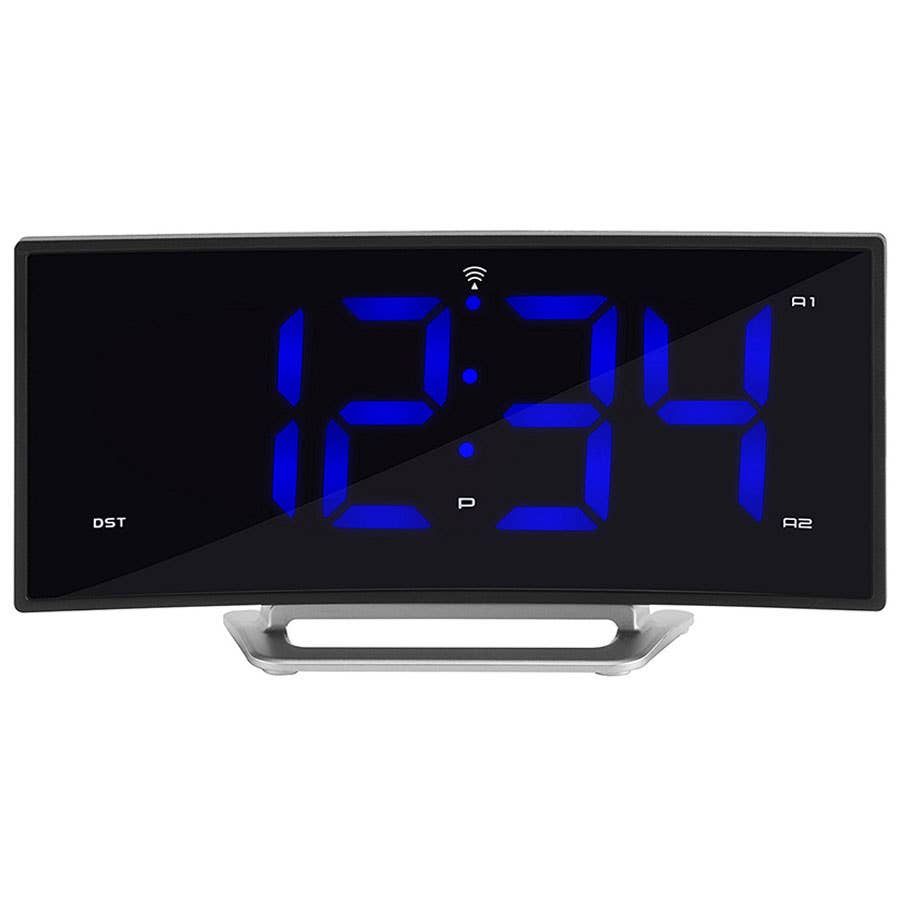 La Crosse Technology Curved Blue LED Atomic Dual Alarm Clock
