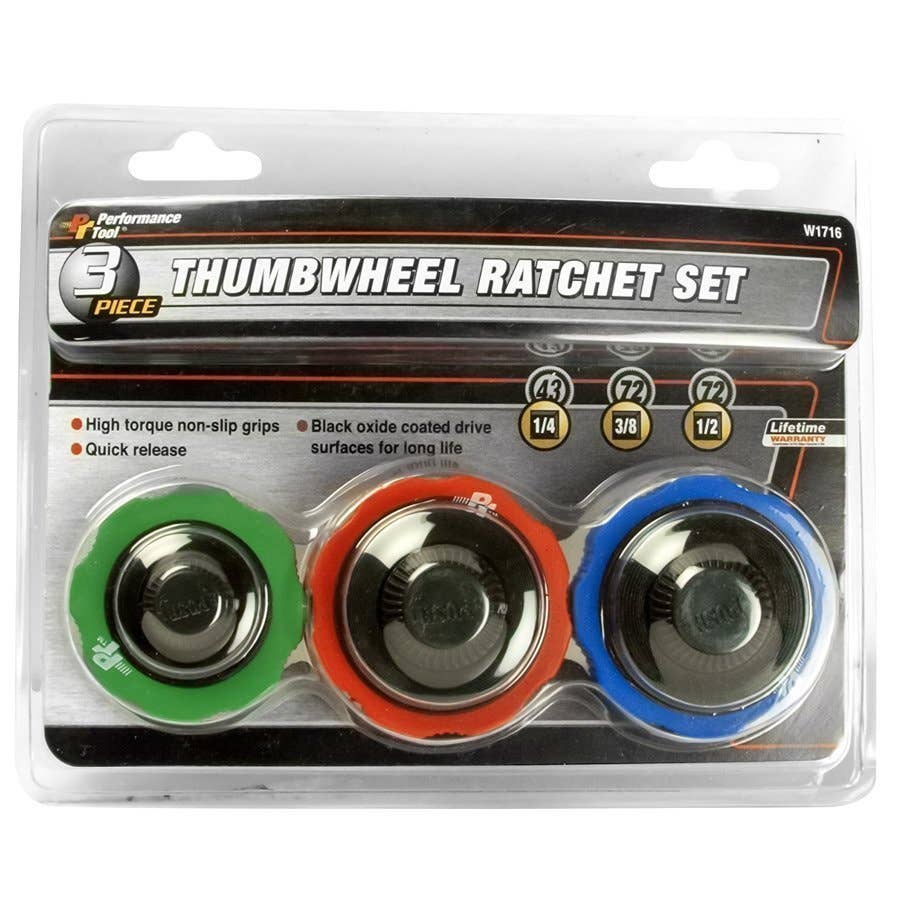 Wilmar Performance Tool Thumbwheel Ratchet Set 3 pcs