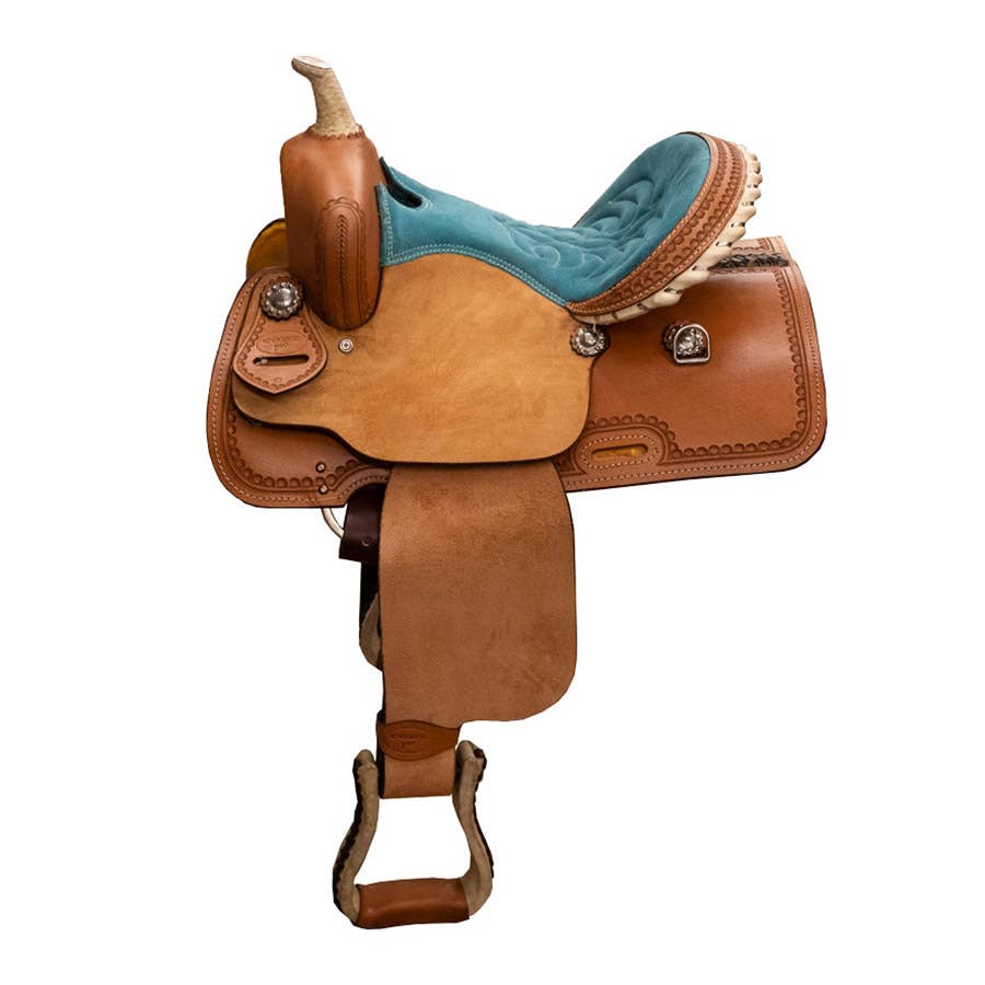 Buffalo Leather of the Rockies Kids Barrel Saddle 13"" Turq/Purple