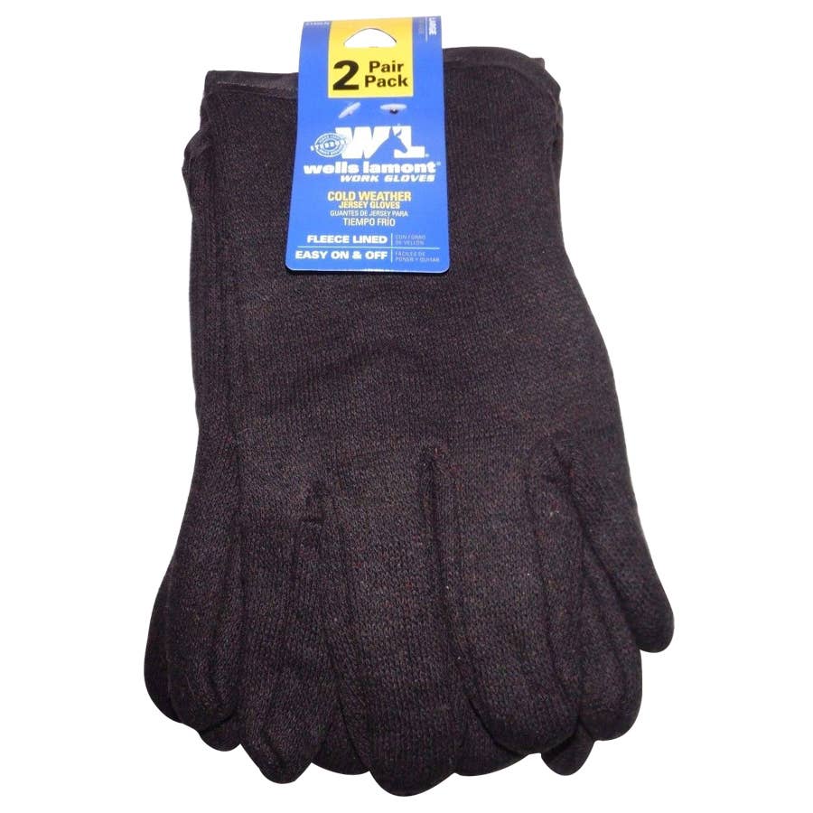 Wells Lamont FleeceLined Jersey Gloves 2 pk Brown