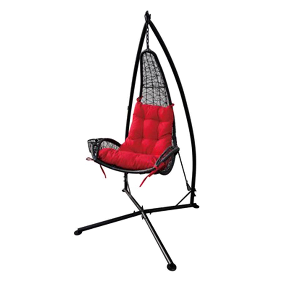Backyard Expressions Wicker Hammock Chair with Cupholder Red