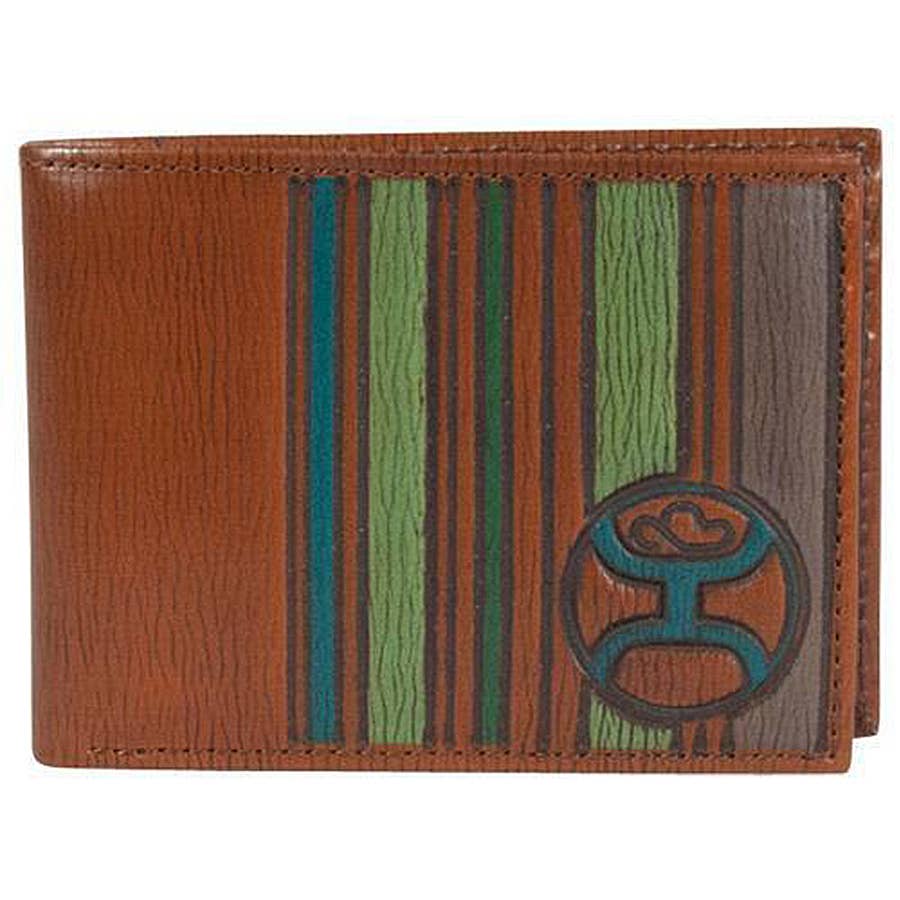 Hooey Men's Horizontal Stripes Bifold Wallet Brown