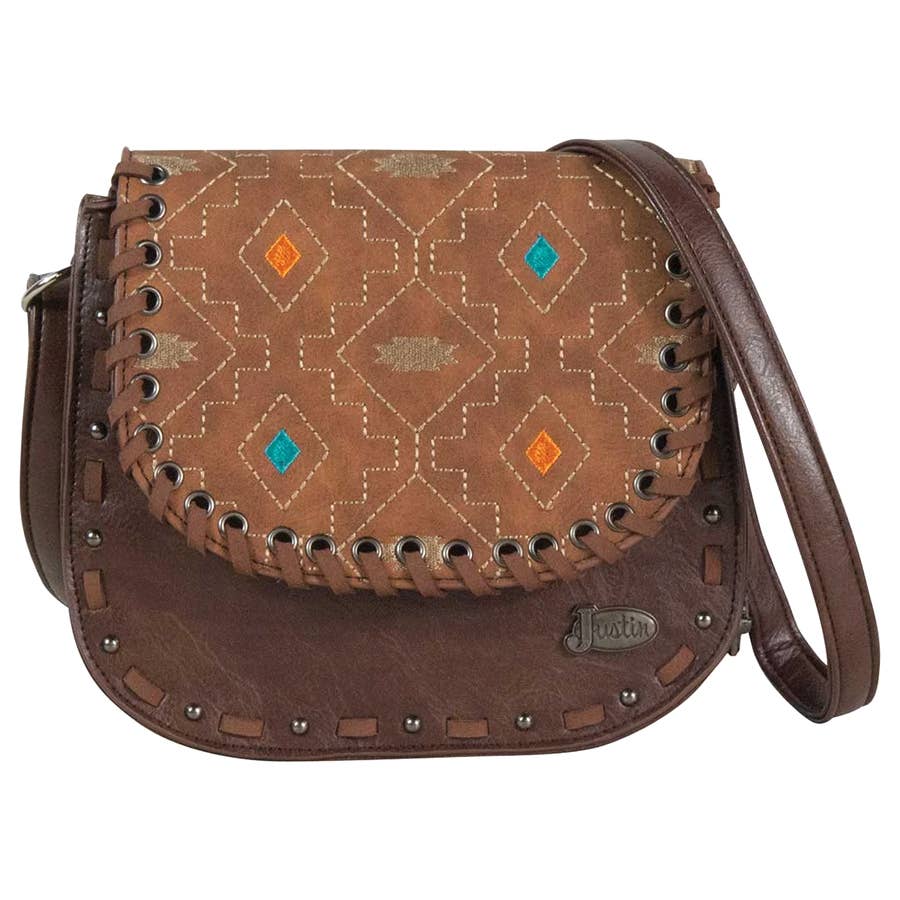 Justin Women's Embroidered Crossbody Purse Dark Brown