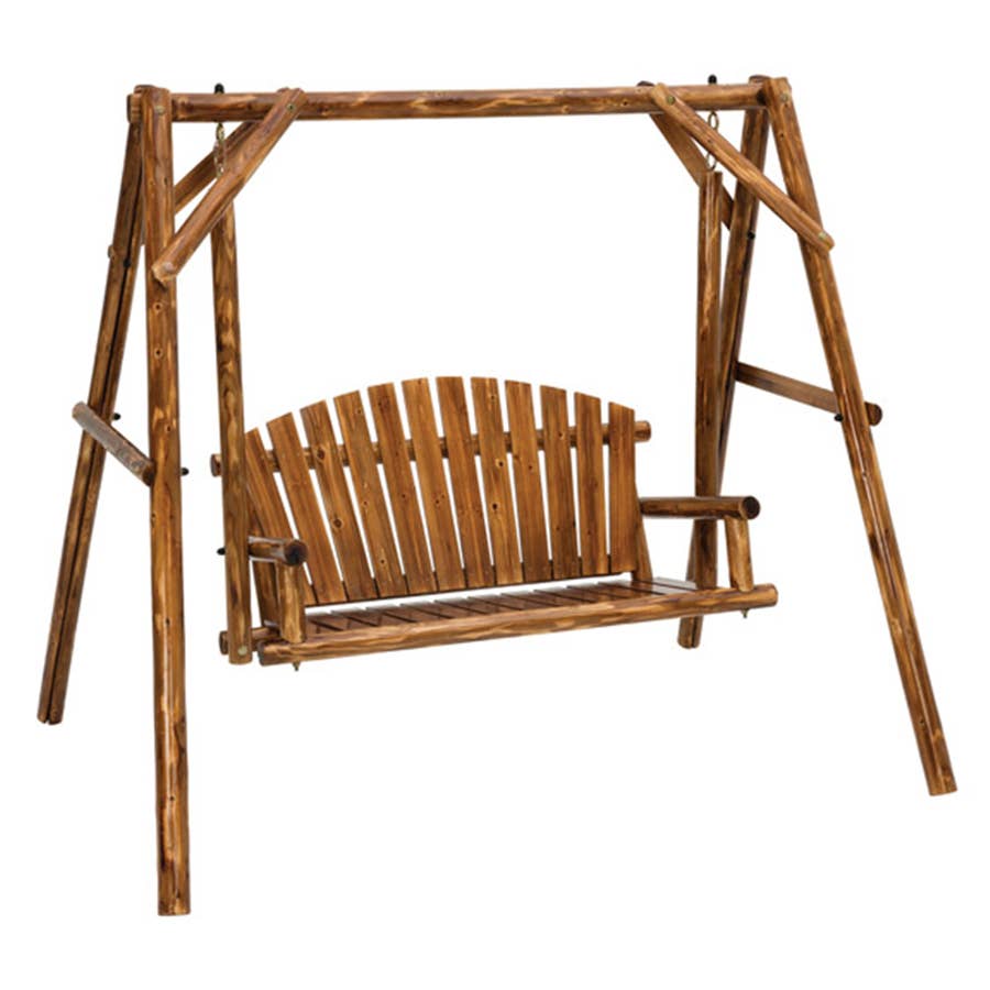 JackPost Northwoods Log Swing & Frame Bench Toasted Brown