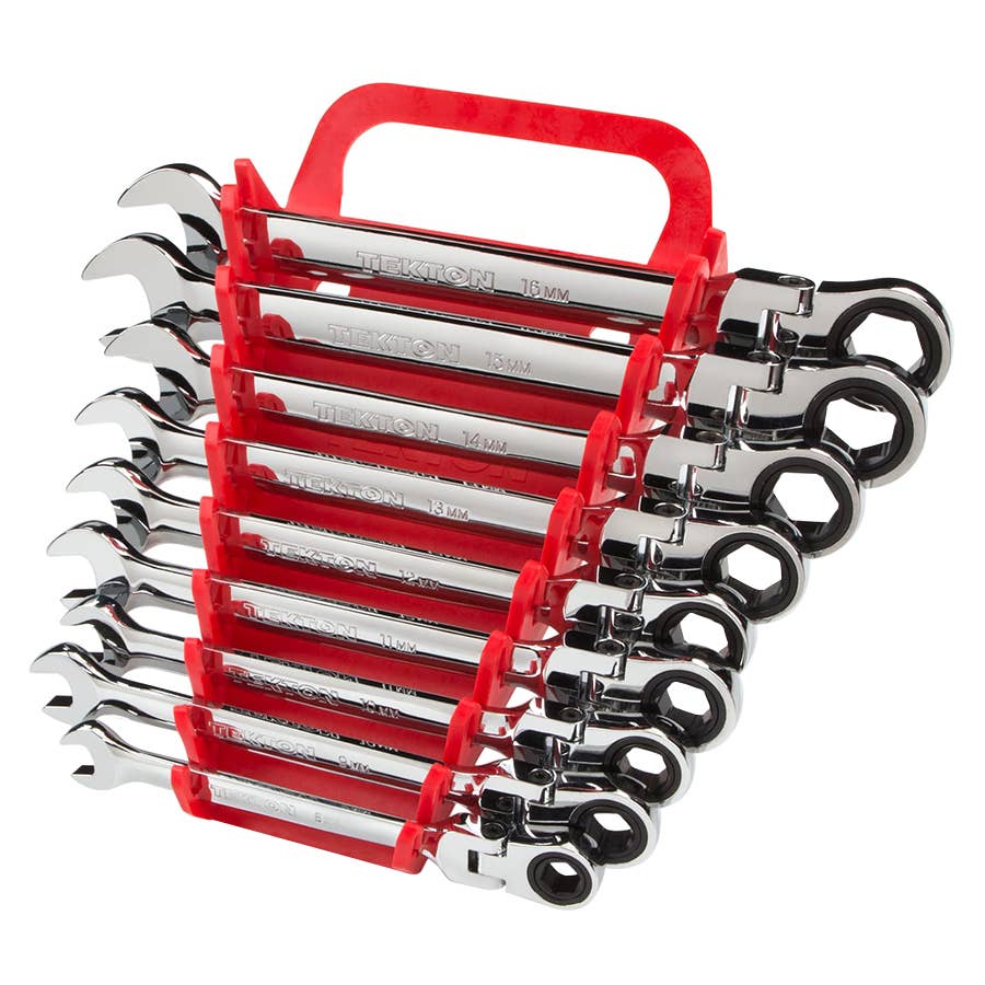 TEKTON Flex Ratcheting Combination Wrench Set with Keeper 9 pcs