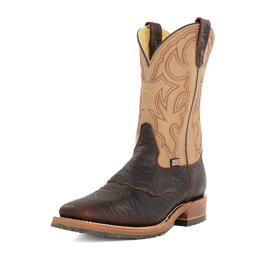 Double H Men's Graham Domestic Bison Wide Square Toe Roper Western