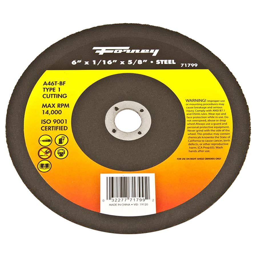Forney Metal Type 1 Steel Cutting Wheel 6""