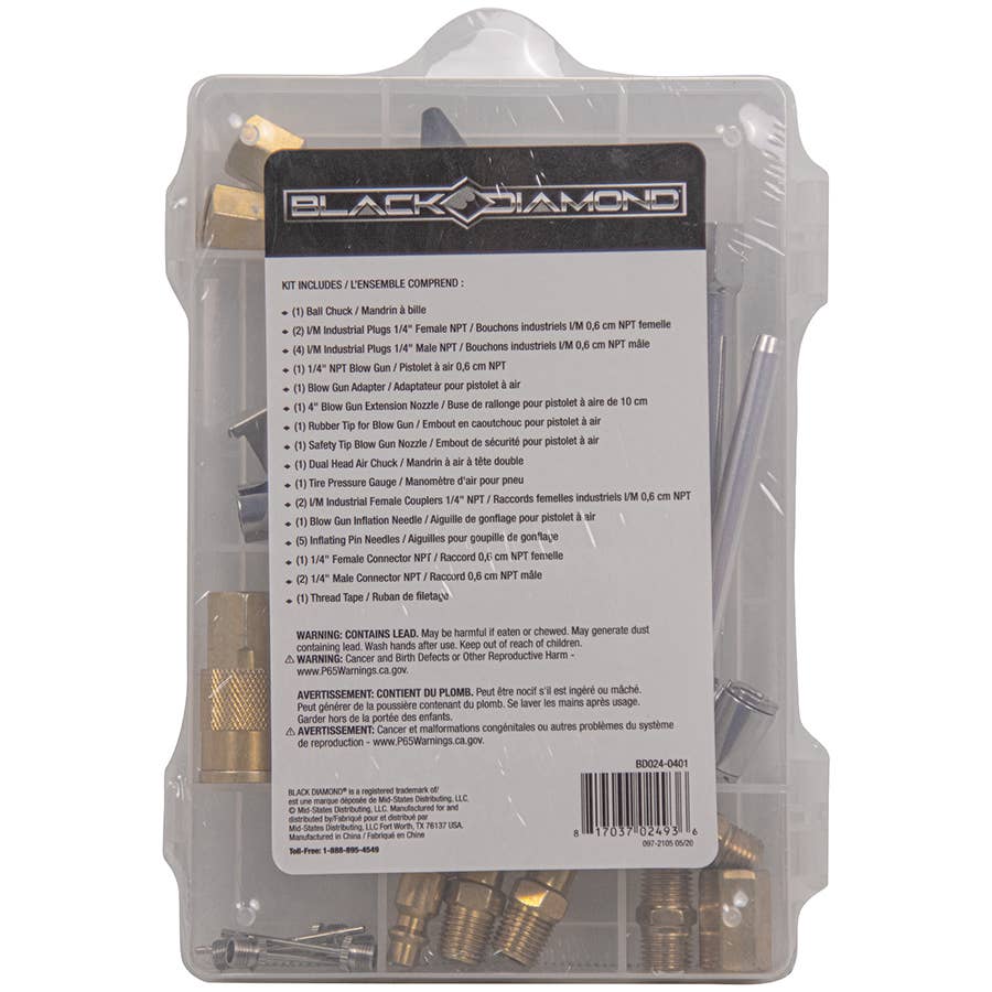 Black Diamond Air Compressor Accessory Kit 26 pcs