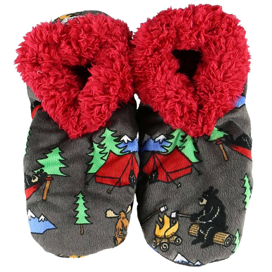 Lazy One Happy Camper Bear Fuzzy Feet Slippers