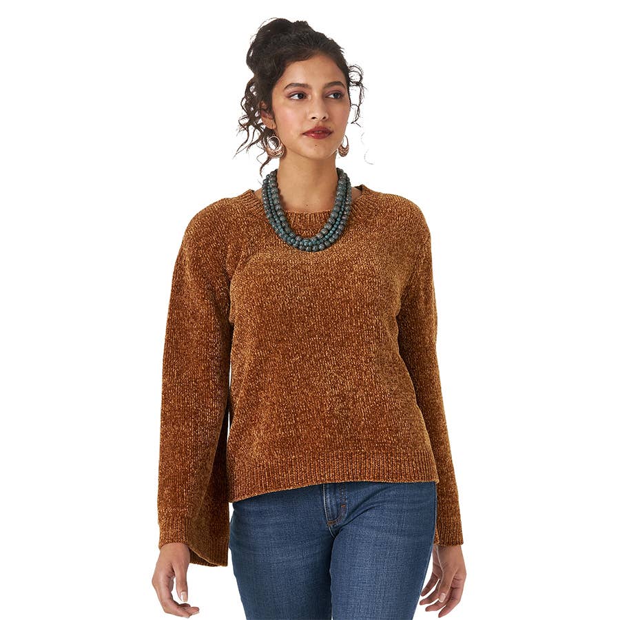 Wrangler Women's Long Sleeve Bell Chenille Sweater