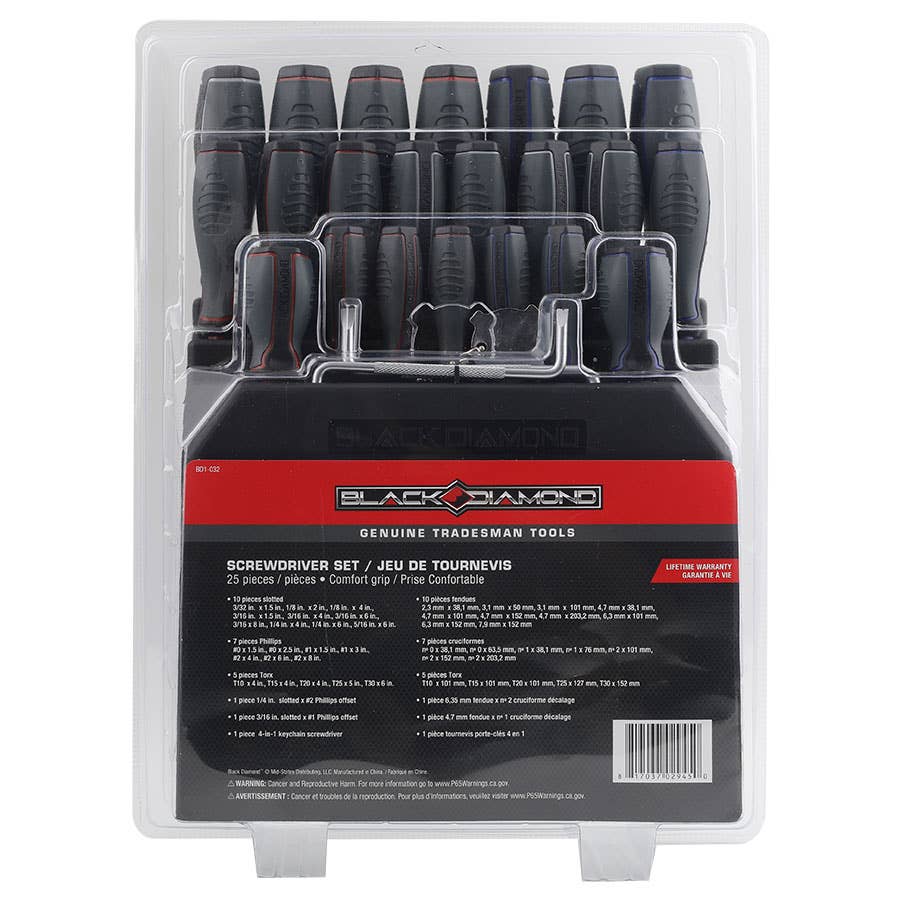 Black Diamond Ergonomic Handle Screwdriver Set 25 pc