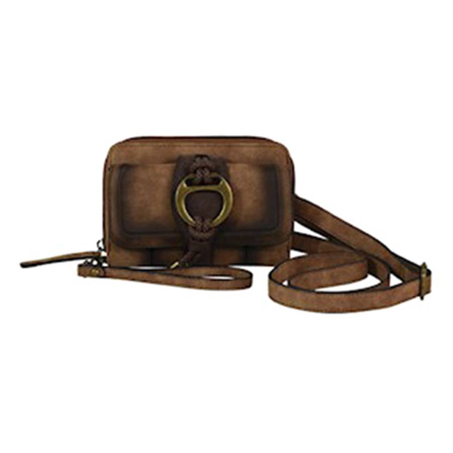 Justin Women's Burnished With Anti Brass Studs On String Wallet