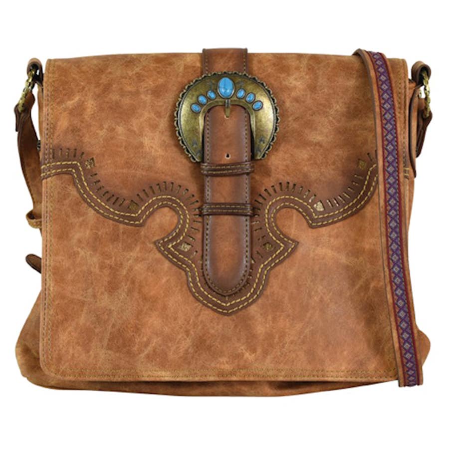 Catchfly Women's Burnished With Laser Cut Details Crossbody Purse