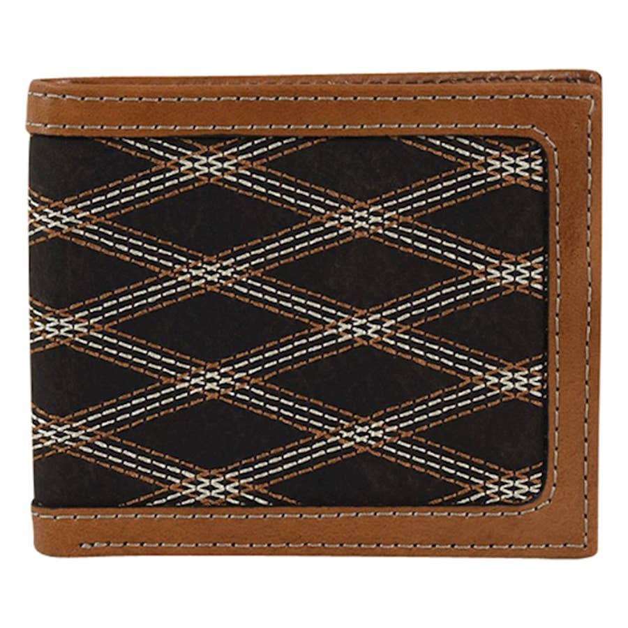 Justin Men's Crisscross Stitch Slim Bifold Wallet