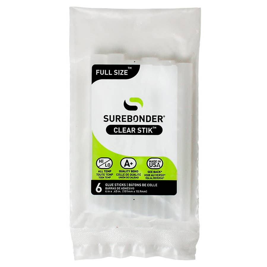 Surebonder Clear Hot Glue Sticks For High & Low Temperatures, Full