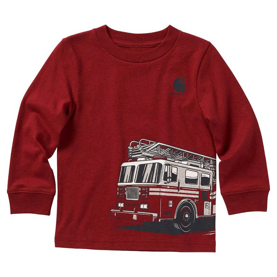 Carhartt Toddler Boy's Long Sleeve Fire Truck T-Shirt, image size:900x900