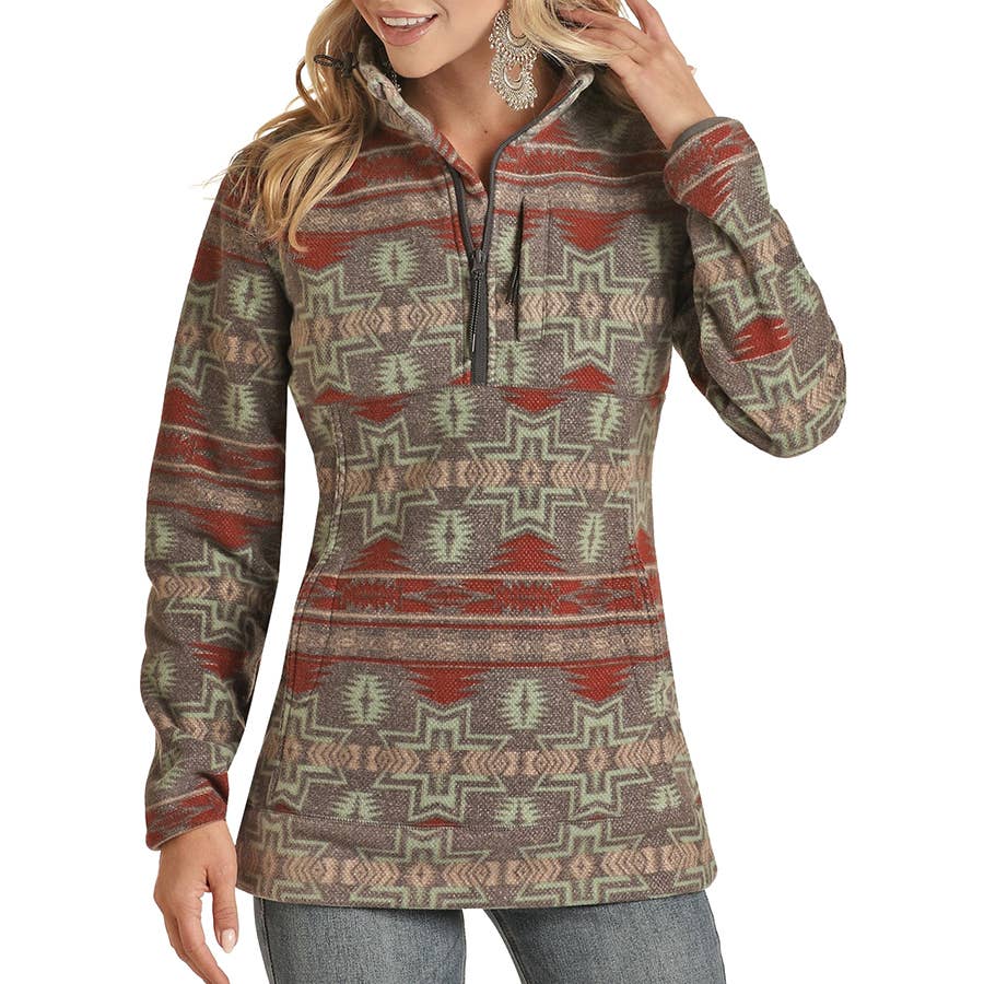 Powder River Outfitter Women's Printed Aztec Fleece Pullover