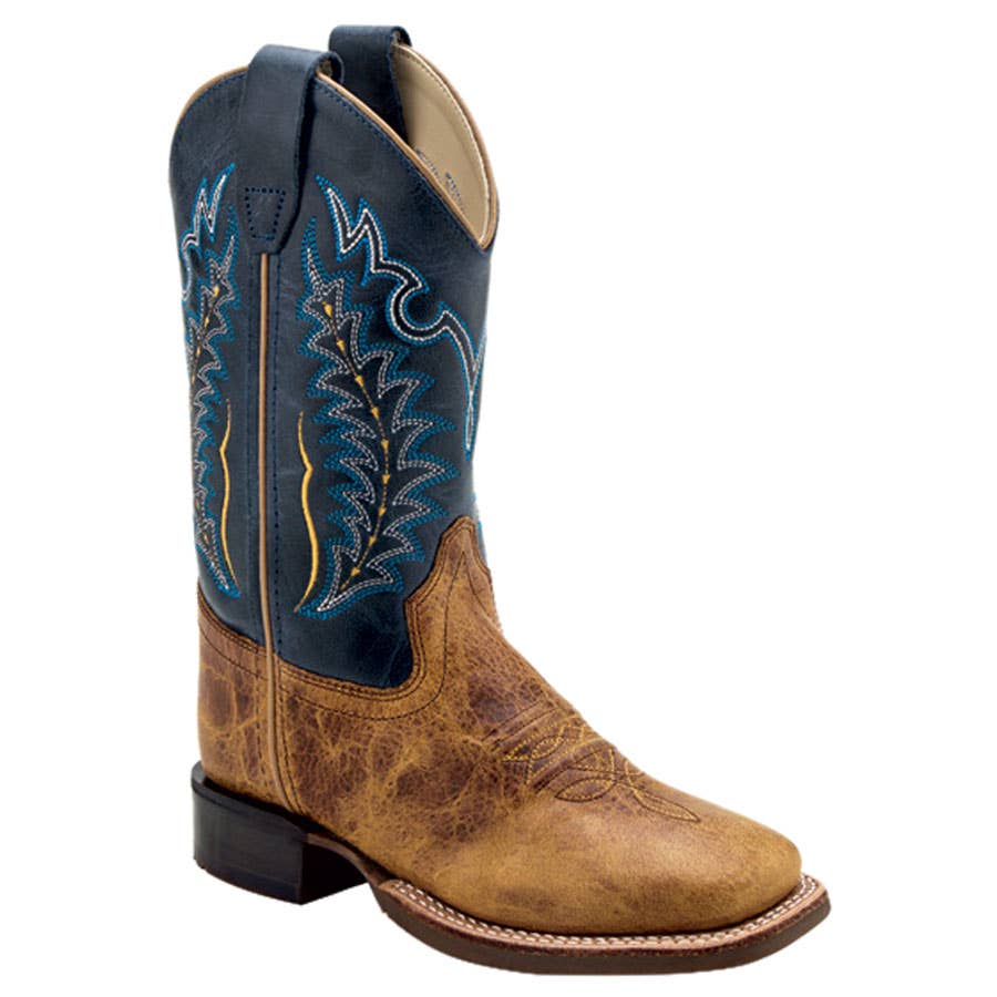 Old West Boy's Broad Square Toe Western Boots