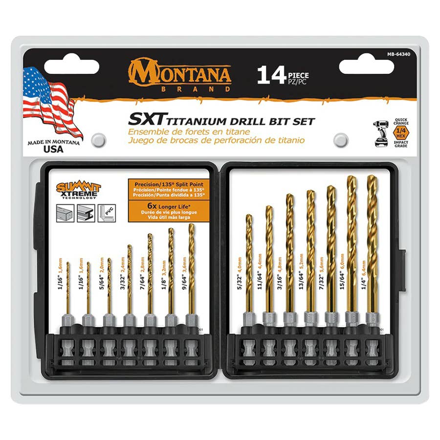 Montana Brand Titanium Coated Hex Shank Drill Bit Set