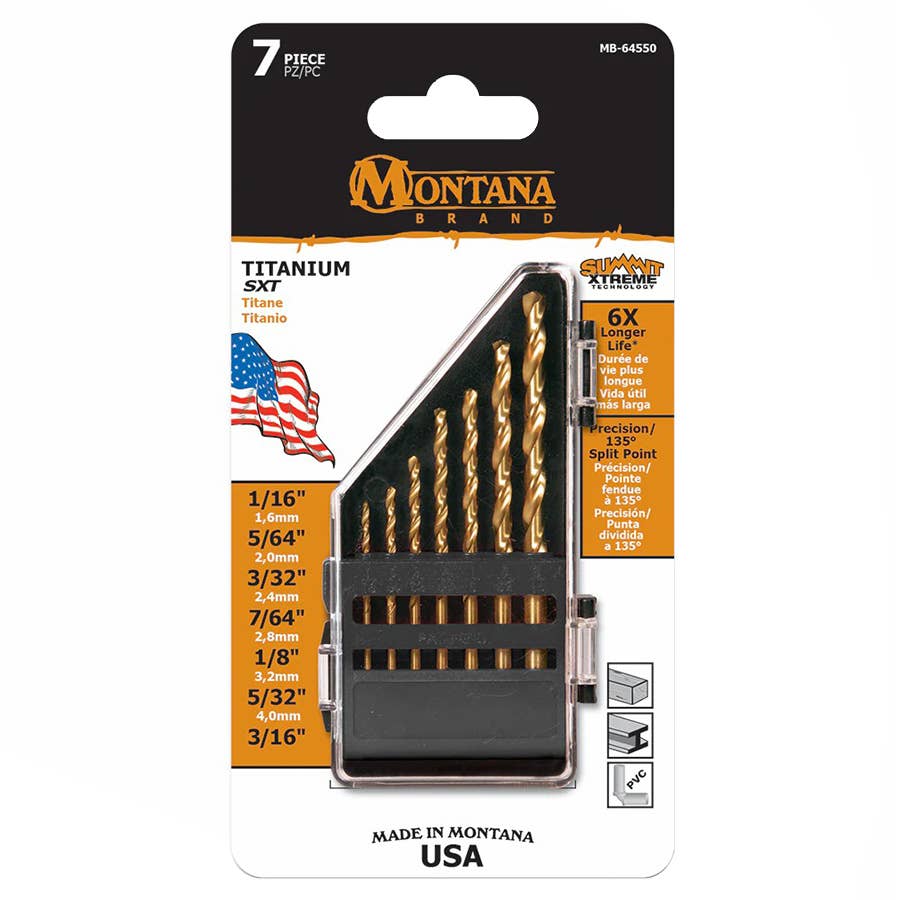 Montana Brand Titanium Coated Round Shank Drill Bits