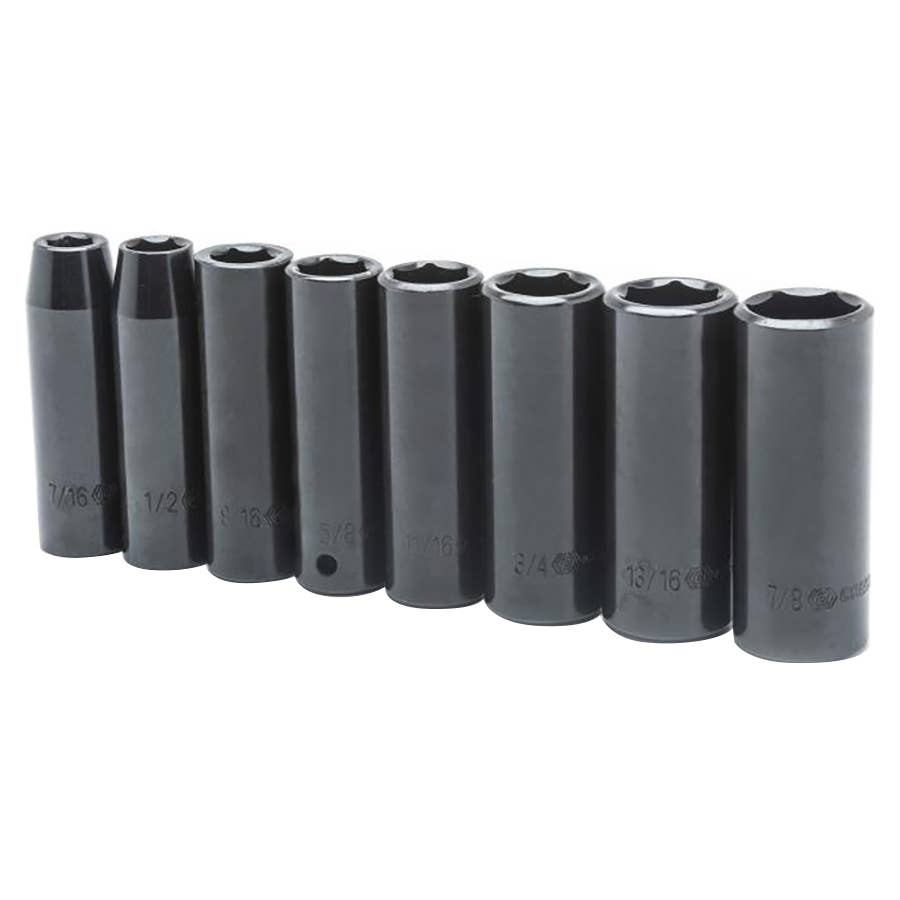 Crescent 8 pcs 1/2" Drive 6 Pt. Deep Impact Socket Set