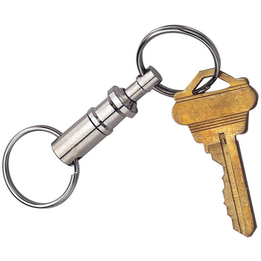 【AAKE】(Lining brushed) KEYRING TWO TUCK PT Custom Accessories Silver Metal Pull Apart Keychain