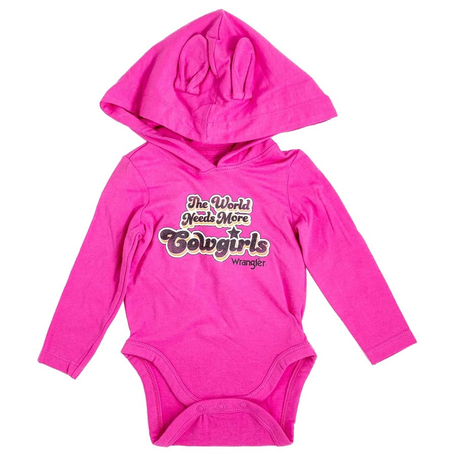 Wrangler Girl's Long Sleeve World Needs More Cowgirls Bodysuit