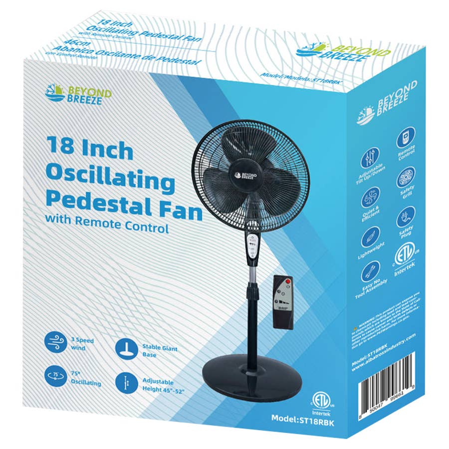 Beyond Breeze Stand Fan W/Remote - Black - 18