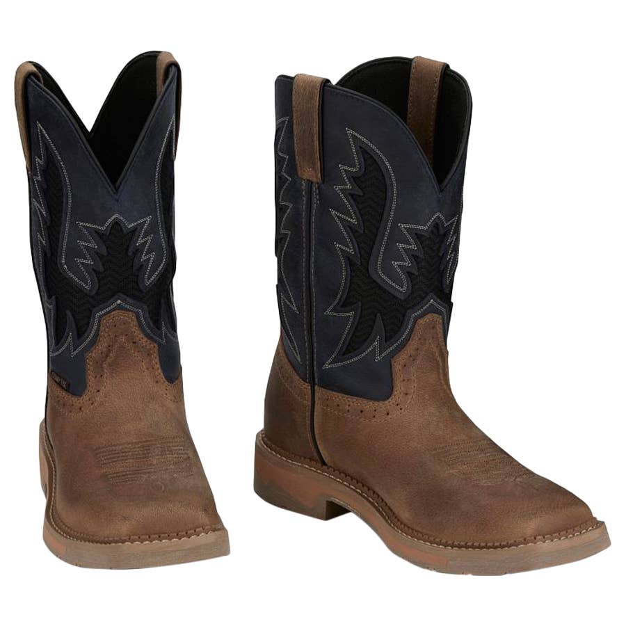 Bottes Justin Bent Rail - Cuir Marron, Bout Carré, Taille 12 EE - Western Homme