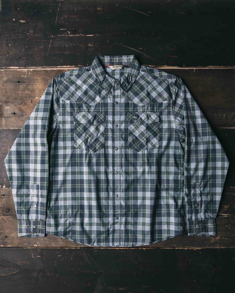 Simms Gallatin Flannel Shirt chemise à manches longues moss stripe