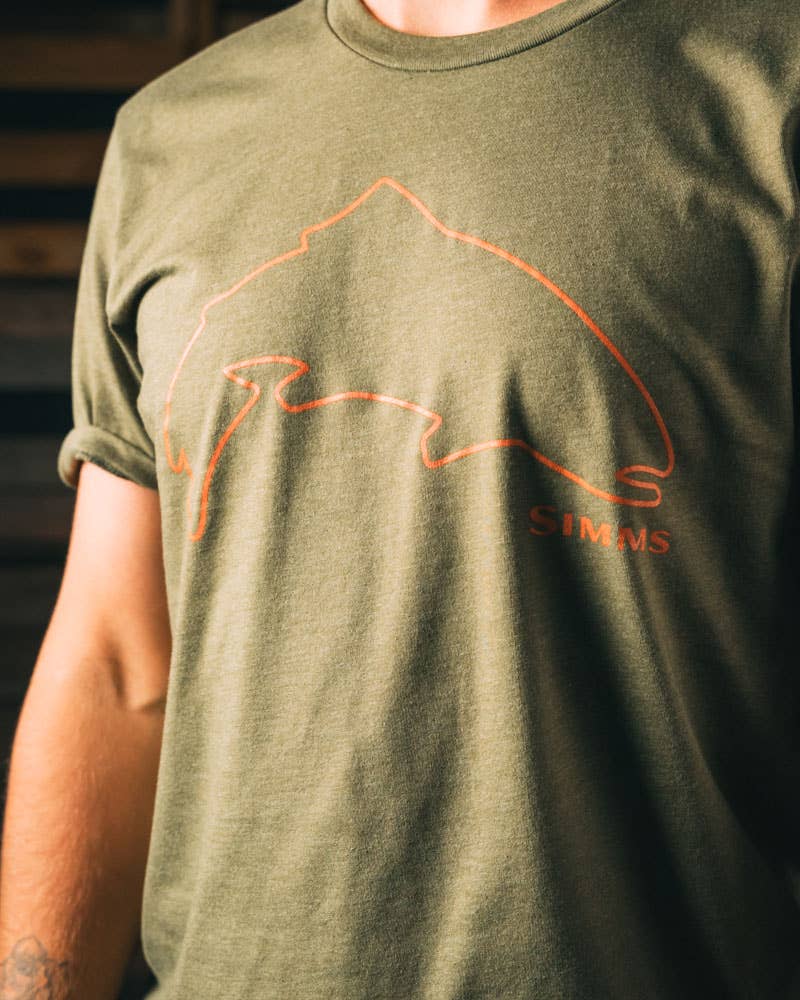 Simms Men's Trout Outline Short Sleeve T-Shirt - Charcoal Heather