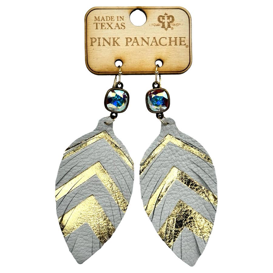 Pink Panache Women's Chevron Feather Earrings