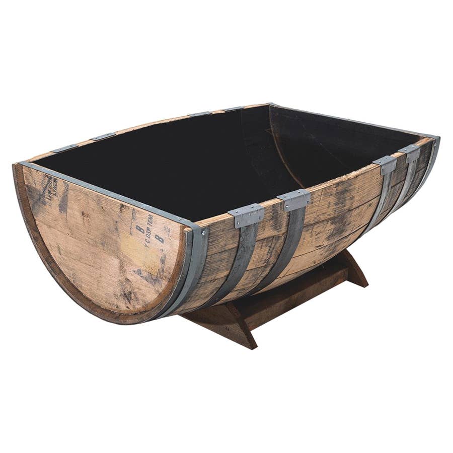 Real Wood Products Oak Barrel Garden Planter