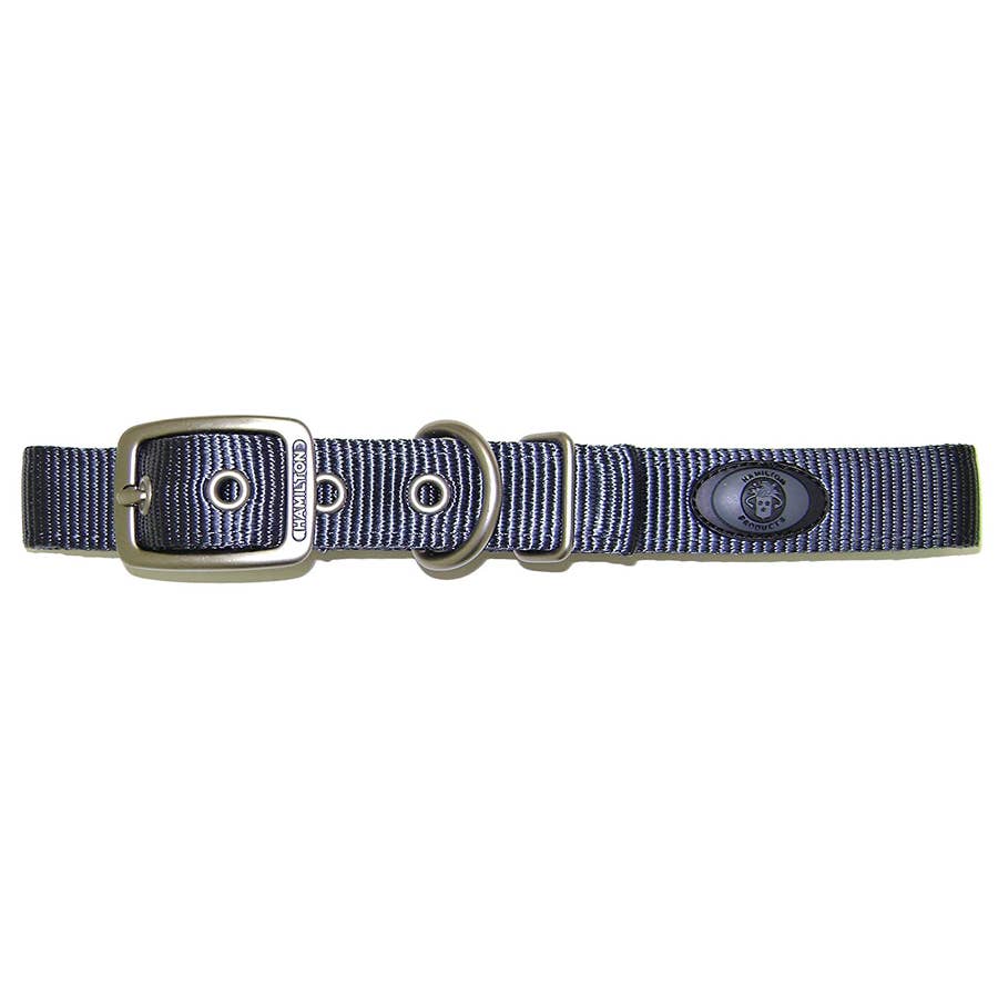 Hamilton Double Thick Nylon Deluxe Dog Collar with Brushed Hardware