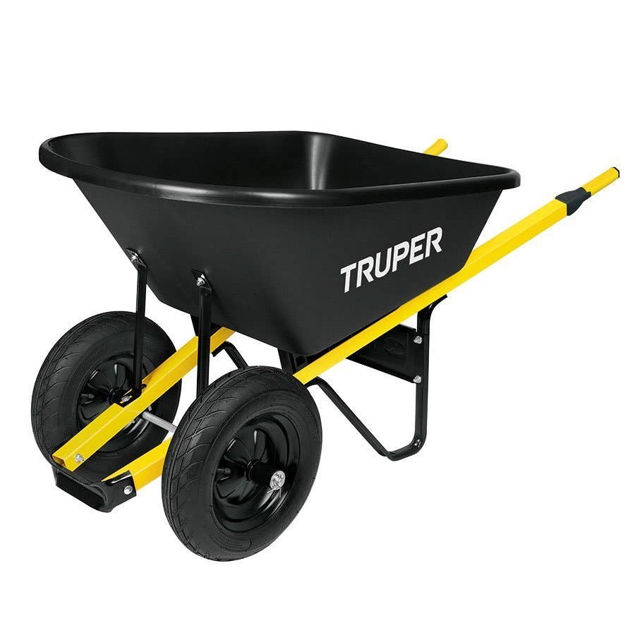 Truper Tru Tough 6 cu. Ft. Poly Tray Landscaper Wheelbarrow Steel Handles