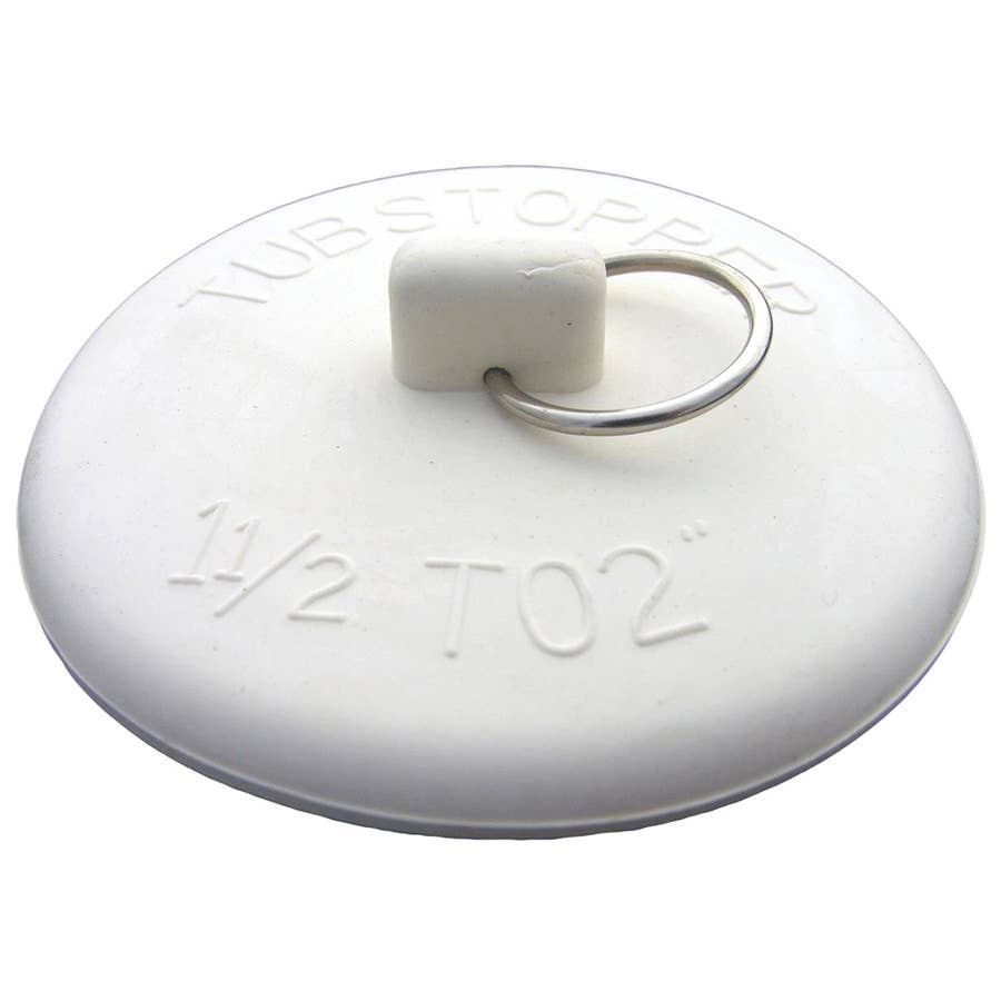Lasco S62 Bath Tub Drain Fit White Rubber Stopper 1 1/2"" 2""