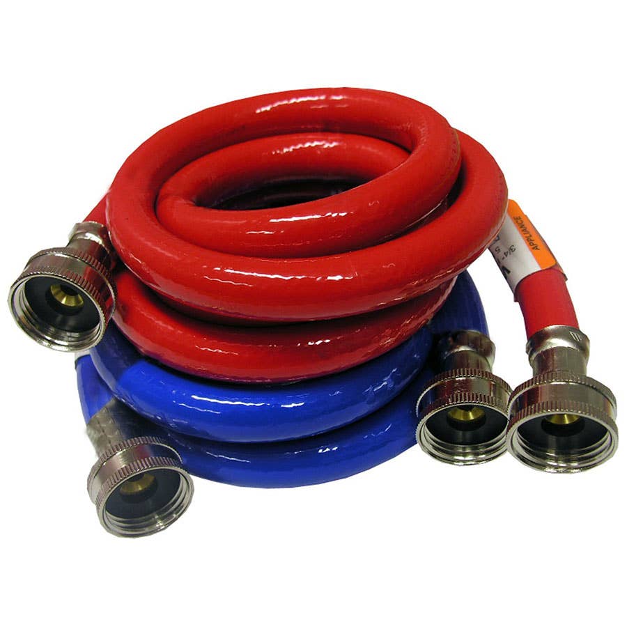 Lasco Blue and Red Rubber Washing Machine Hose 5'