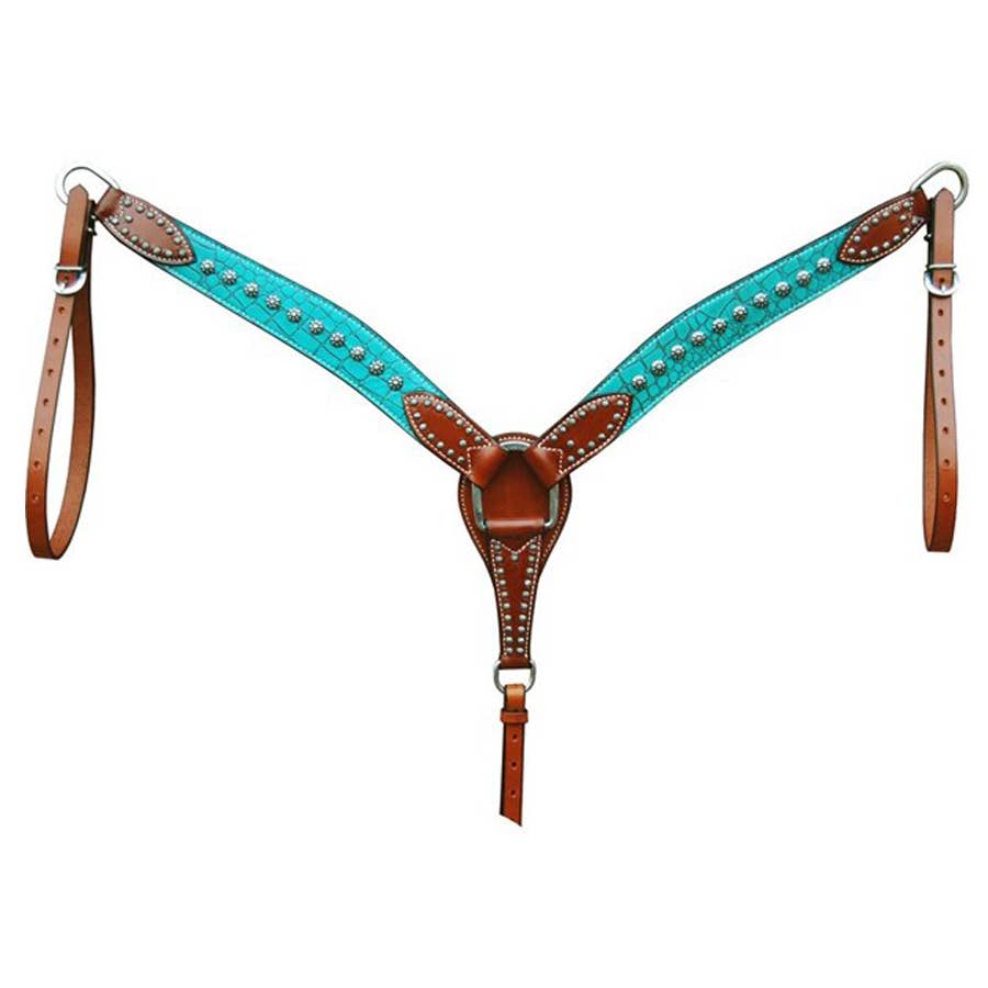 Bar H Equine Gator Print Breast Collar Turquoise