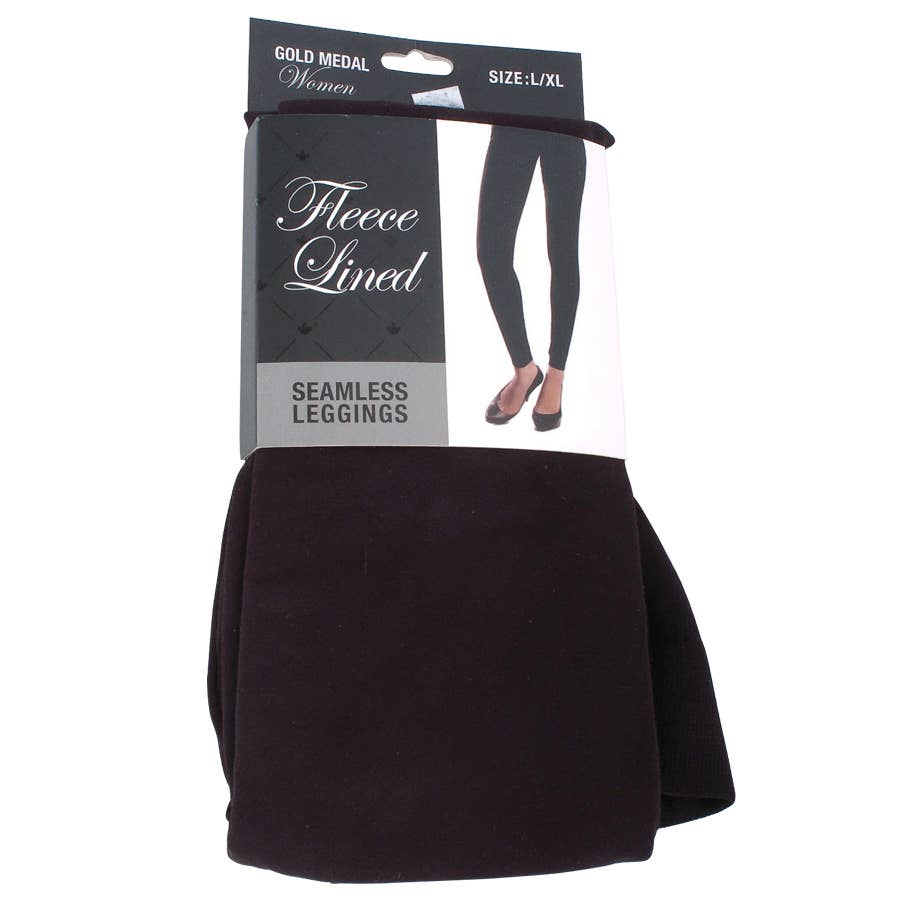 Fleece Lined Seamless Leggings - Black