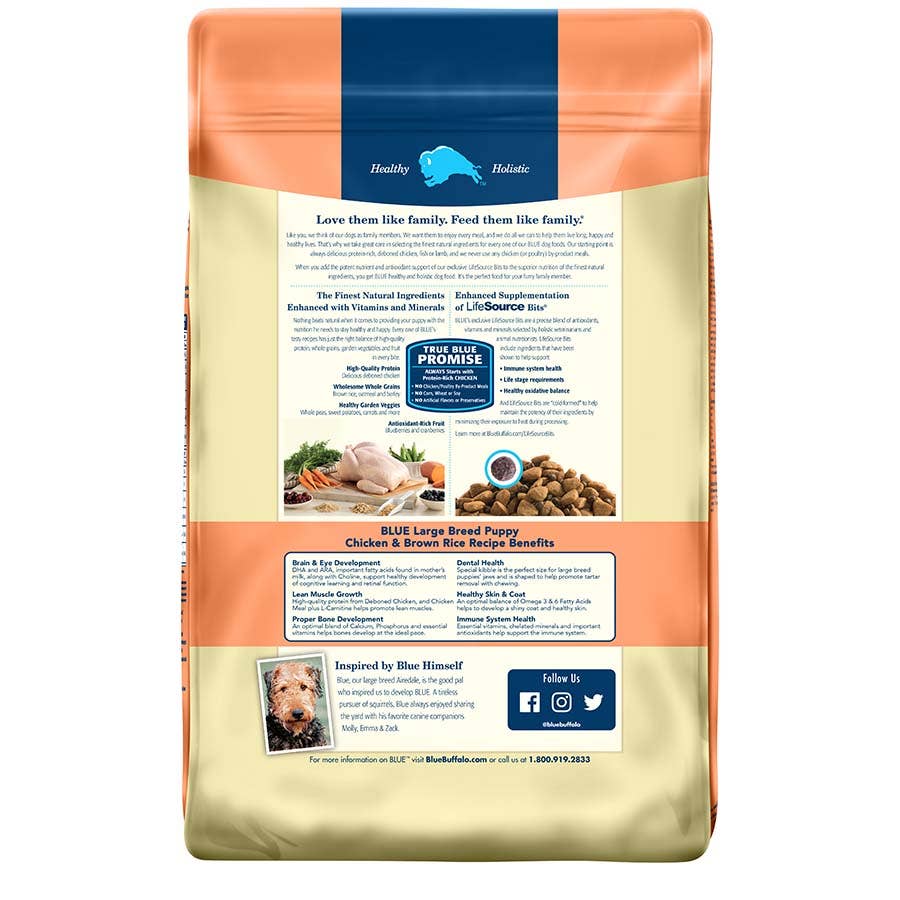 Blue Buffalo Large Breed Puppy Food Chicken Brown Rice 30 lb