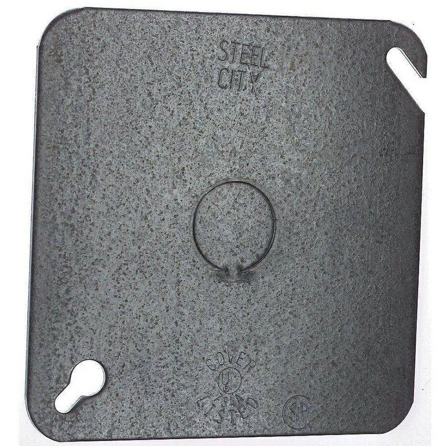 Steel City Square Box Cover with Knockout 4""