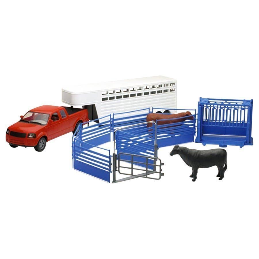 NEWRAY - Grange Valley Ranch Avec Chevaux Et Accessoires - Échelle 1/32 - NEUF (5655)